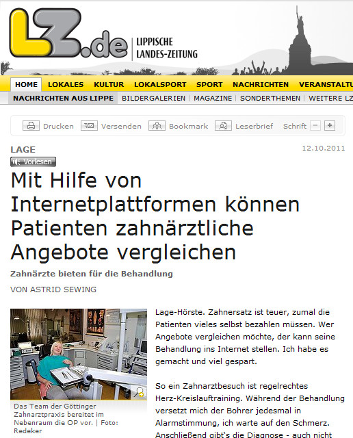 Patienten sparen beim Zahnarzt &uuml;bers Internet.